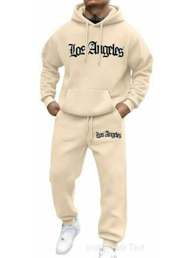 Trendy Hooded Letter Print Sweatshirt Set for Autumn/Winter