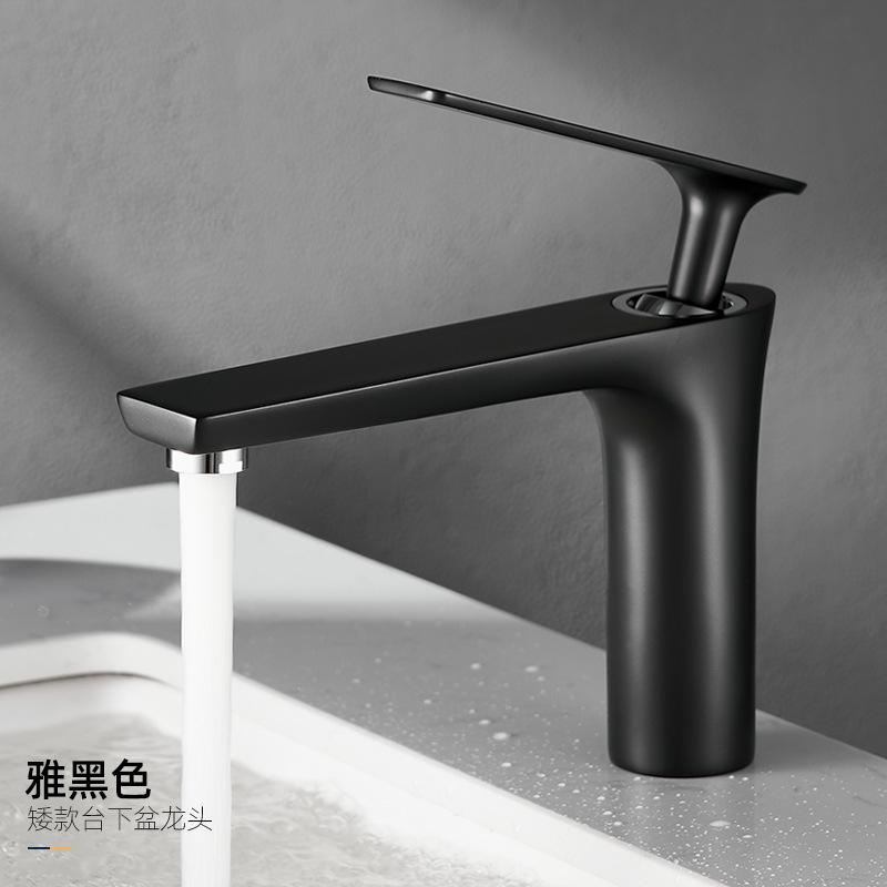 All Copper Black Gold Basin Faucet Sink Faucet Hot and Cold Faucet White Heightened Bathroom Faucet Bathroom Faucet