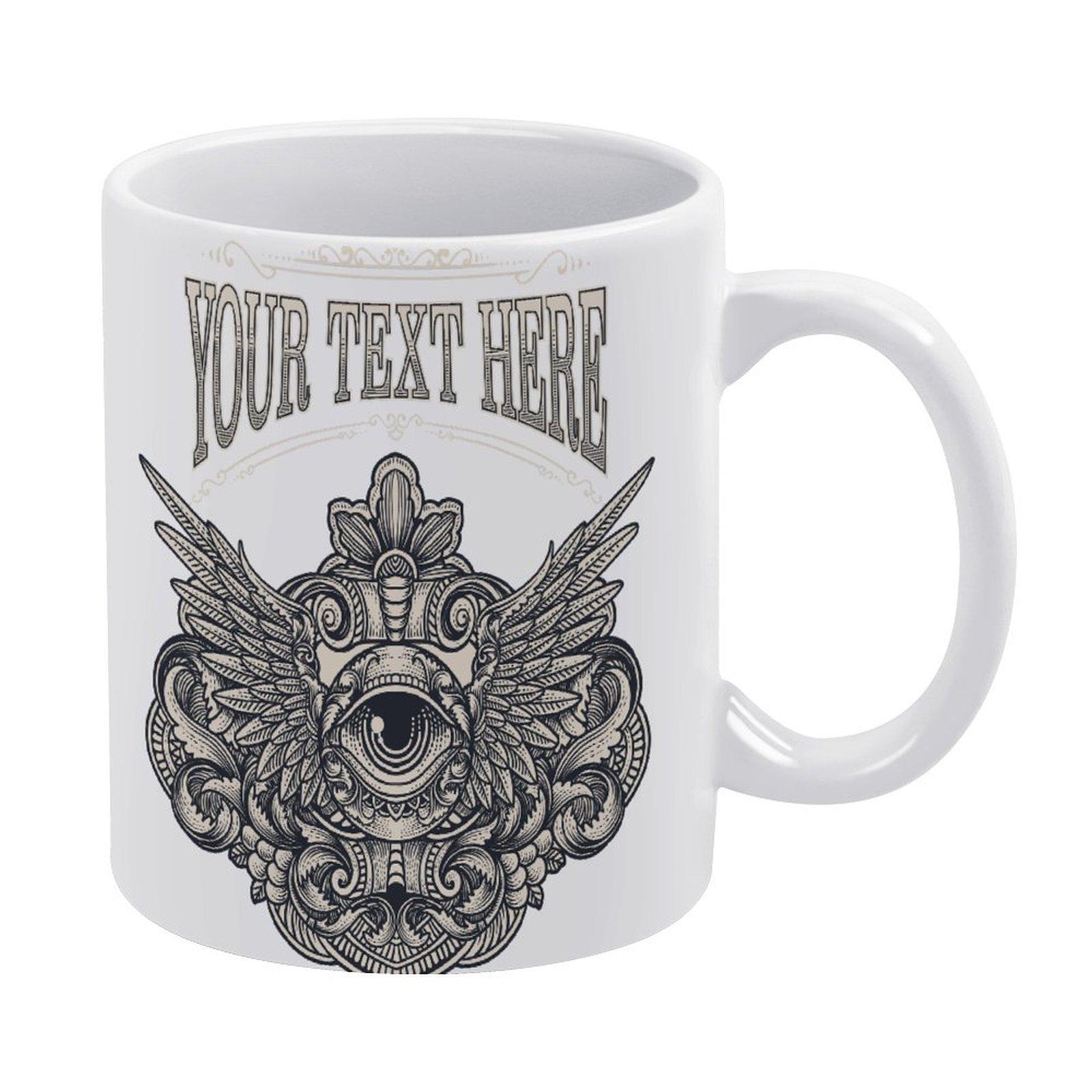

11oz White Coffee Mug with Glossy Printed Sides, Comfortable Handle and Durable Feel, Perfect for Daily Warm Beverages