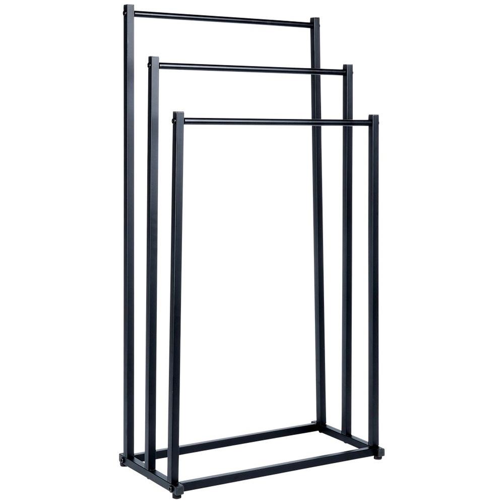 Stojak Na Ręczniki Wieszak Łazienkowy Podłogowy Stojący Metalowy Czarny