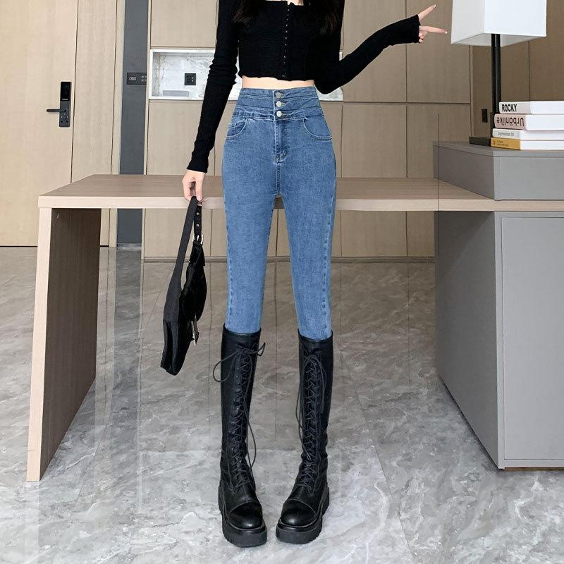 High-waisted Jeans Women's New Spring and Autumn Models, Tight and Slim, Elastic Pencil, Autumn Small Feet Pants