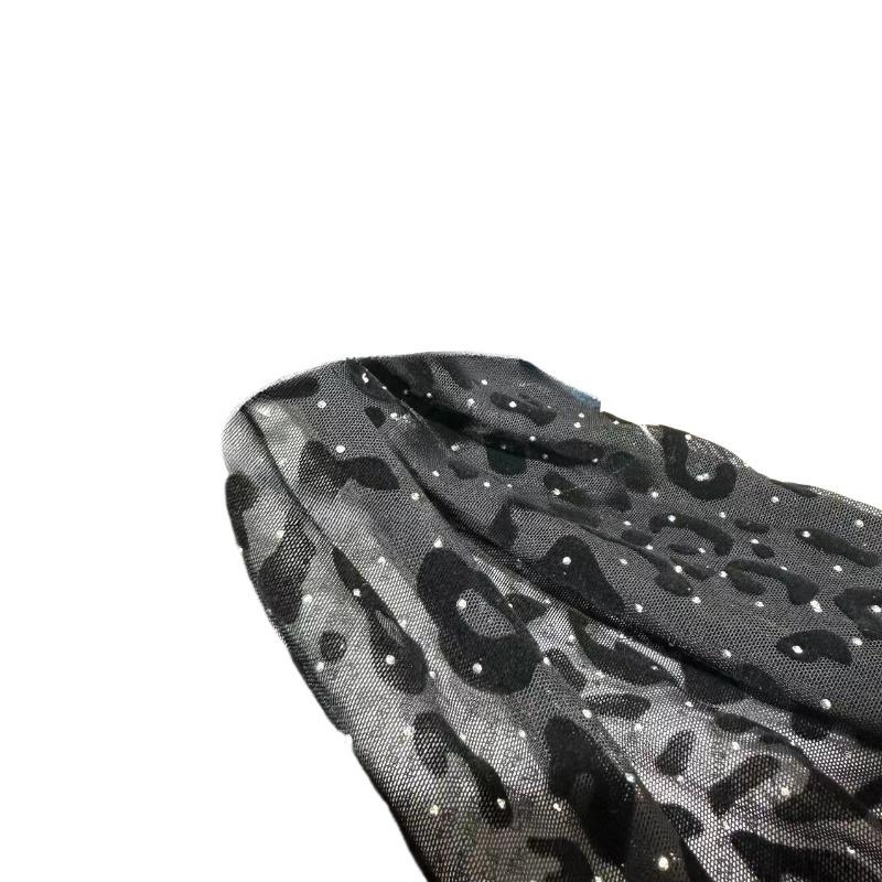 1m*1.4m Wielorodzajowa Elastyczna Poliestrowa Tkanina Siatkowa 40D Flokowany Kwiat Geometryczna Aksamitna Tkanina na Odzież do Jogi