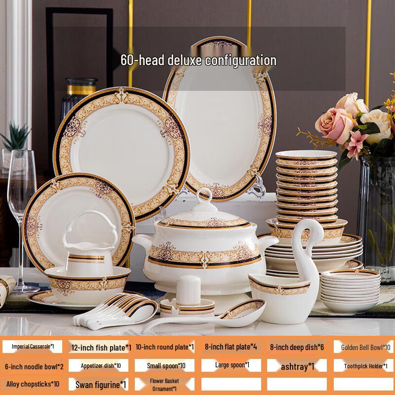 JANLA Jingdezhen Ceramic 60-Piece Dinnerware Set