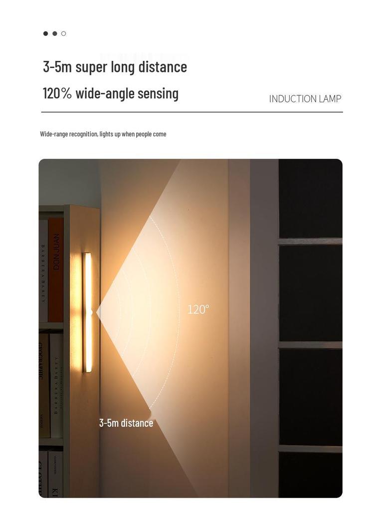 Rechargeable LED Sensor Night Light Strip - Dimmable for Living Room, Bedroom, Bathroom, Dorm, Wardrobe.