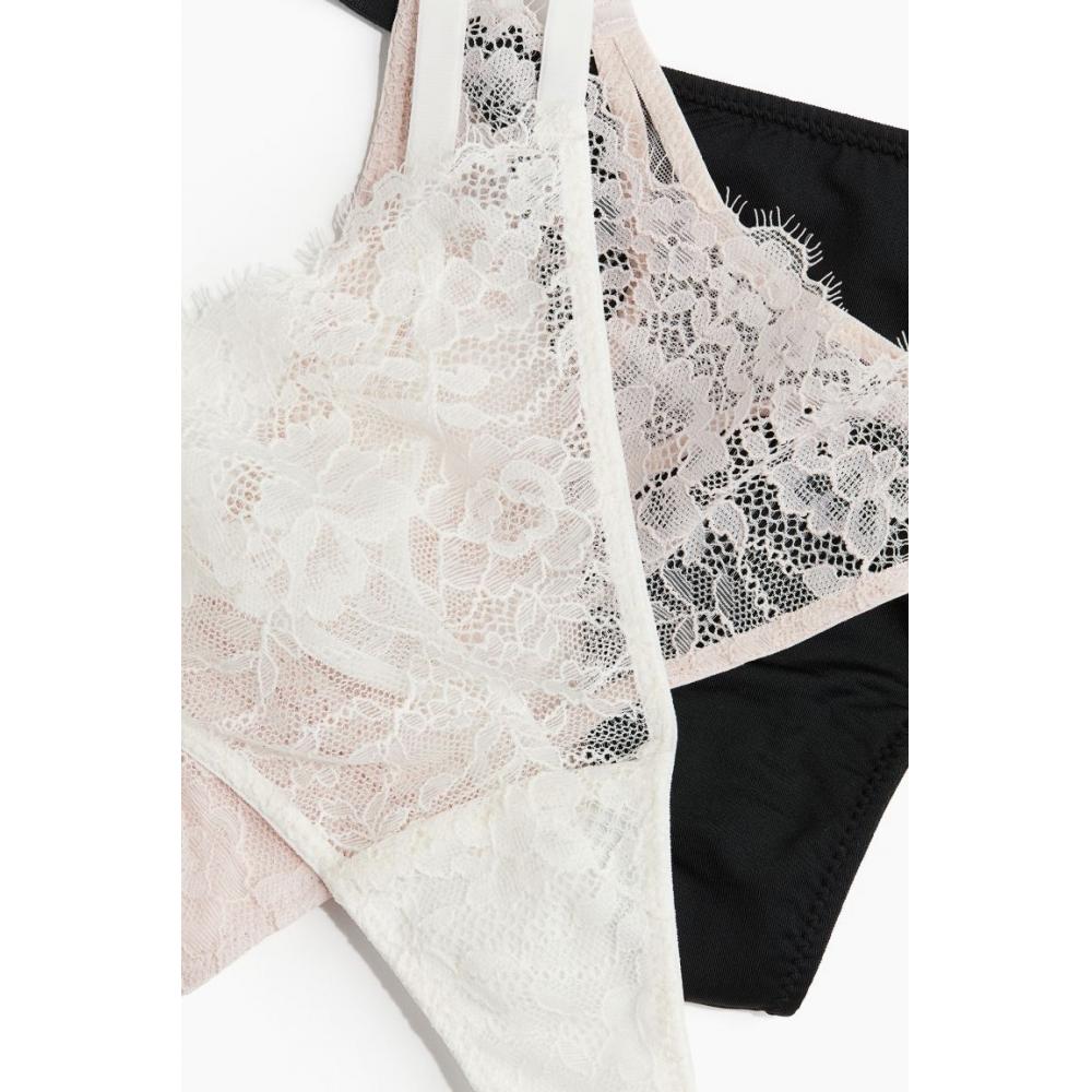 

H M Thong 5 piece panty set cream black powder pink