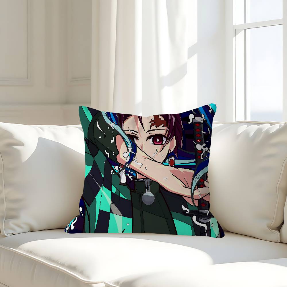 

D-Истребитель демонов K-Камадо Тандзиро Наволочка Съемная Моющаяся Наволочка для подушки – Мягкий лен для любого сезона 16x16Inch