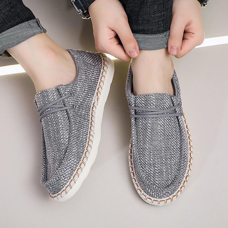 Summer Breathable Linen Woven Fisherman Shoes Lazy Shoes Lightweight Non-slip Wear-resistant Men's Loafers