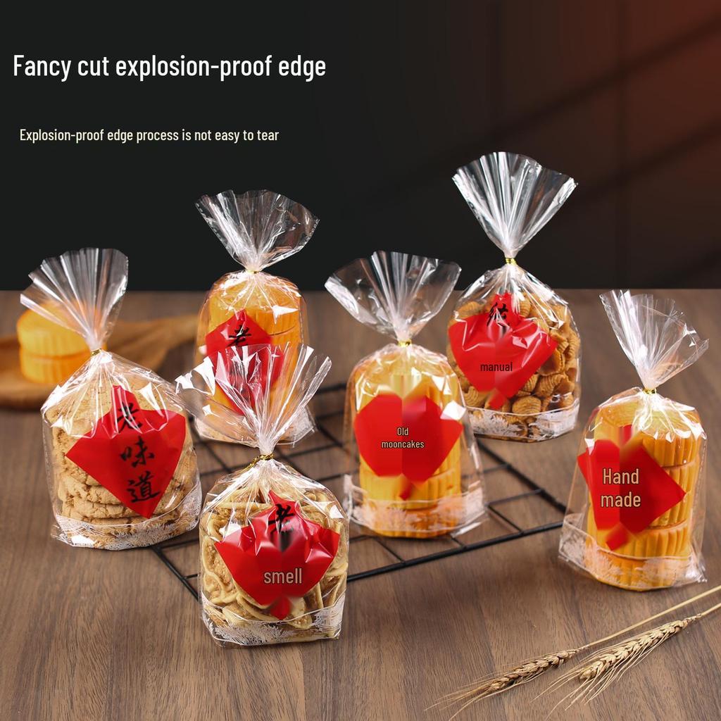 Hand-Tied Traditional Mooncake Snack Bag, Transparent PP Packaging for Five Kernel Mooncakes