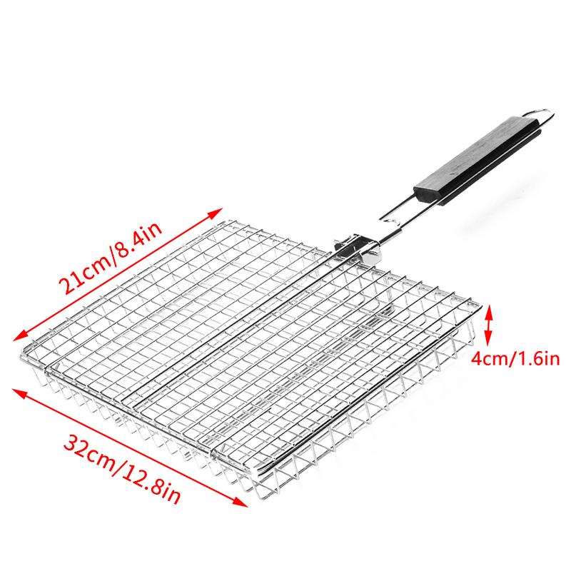 Foldable 304 Stainless Steel Bbq Mesh Non Stick Grilling Basket Grill Mesh Mat Meat Vegetable Steak Picnic Party Barbecue Tool