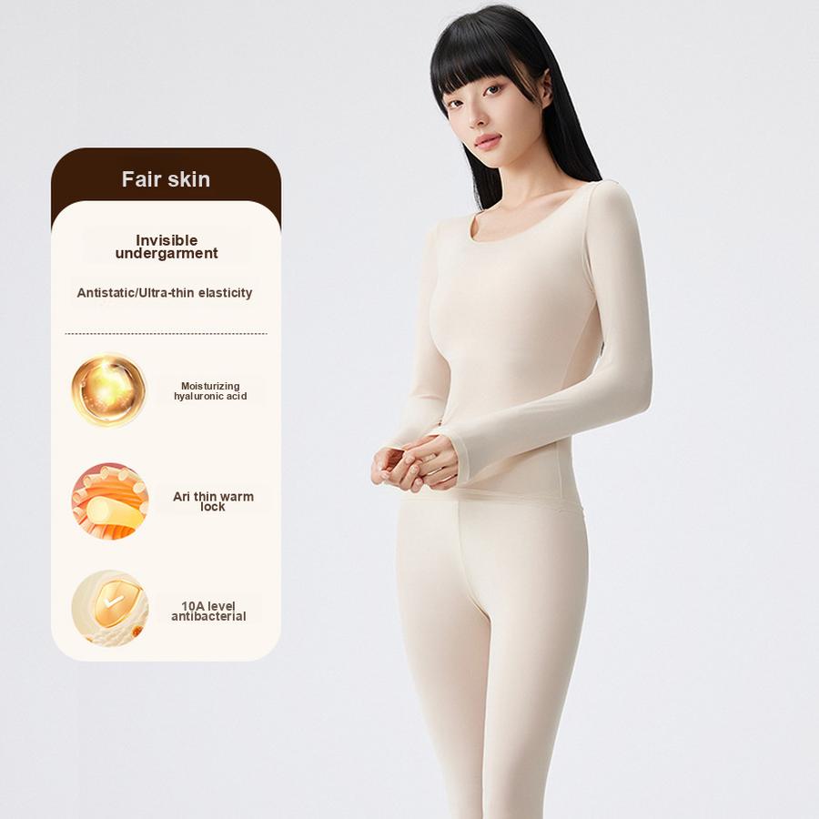 Ultra Thin Seamless Underwear Set for Women, Winter Thermal Base Layer Pajamas