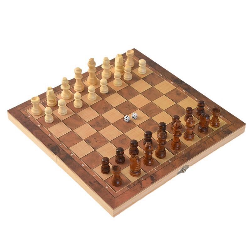 Brangdy 3-in-1 Wooden Foldable Portable Chess Set