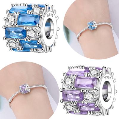 Charms Copper Original Blue Zircon White Purple Cross Zircon Beads Fit Bracelet Women Jewelry Diy Making Fine Gift