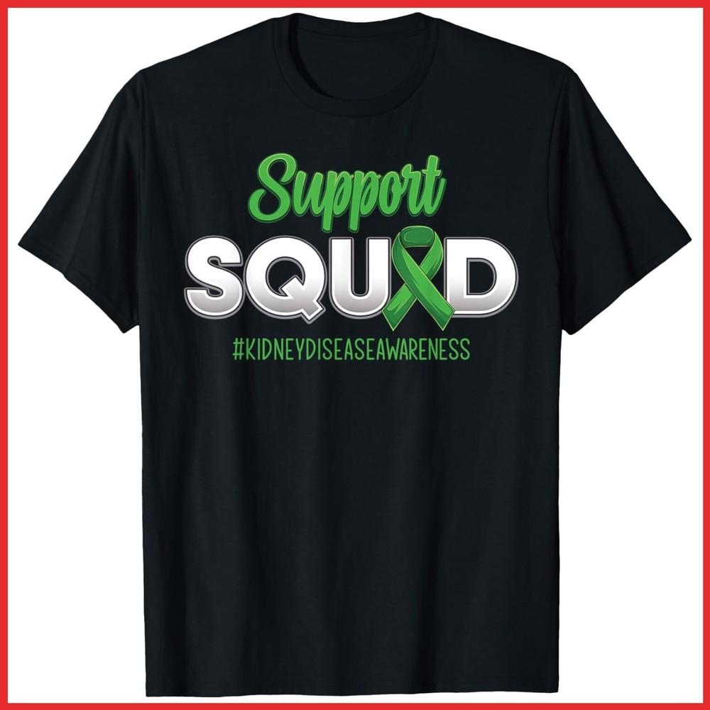 Support Squad Kidney Disease Awareness Fighting Black Cotton T-Shirt Unisex T-Shirt XXL