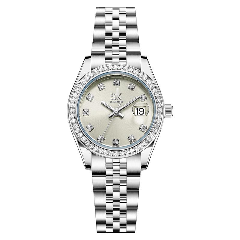 Elegant Women's Waterproof Zircon Quartz Watch - Luxury Style for Students