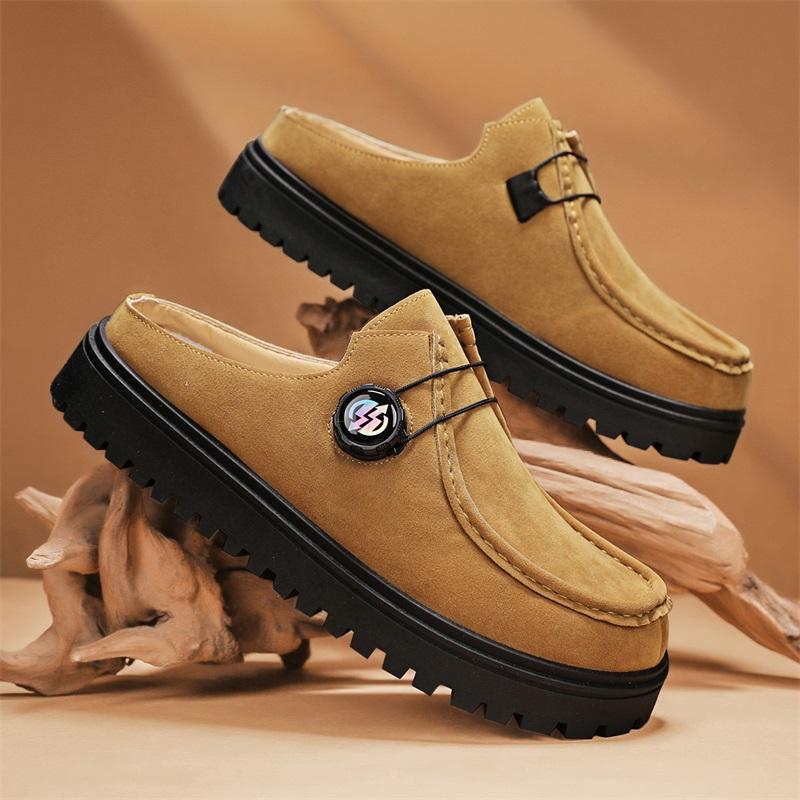 Retro Shoes for Men Comfortable Suede Leather Half Shoes Men Lace-up Flat Casual Shoes Man Footwear Zapatos Para Hombre