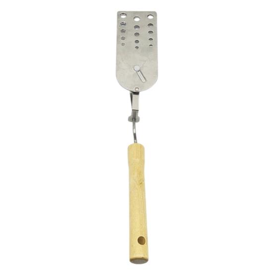 Three-Blade Grooving Shovel Stainless Steel Foldable Spatula with Wooden Handle Easy Clean Heat Resistant Cooking Tool