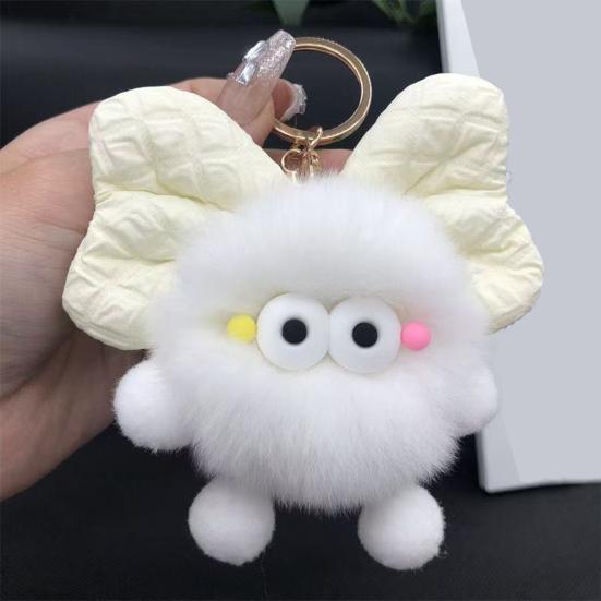 Keychain Plush Fur Bow Soft Imitation Fur Car Keychain Bags Backpacks Handbags Decorative Accessory