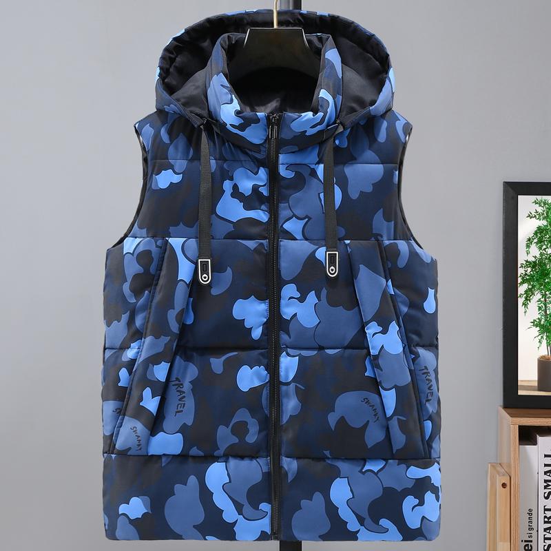 Fashion Winter Warm Vests for Men New In Outerwears Hooded Plus Size Casual Thick Tops Men's Sleeveless Parkas