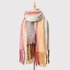 Color matching mohair scarf women's autumn and winter advanced sense thickened warm versatile scarf simple versatile scarf