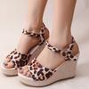 Fashion Vintage Leopard Print Platform Sandals for Women Summer Buckle Wedge High Heel Sandal Female Outdoor Anti-Slip Sandalias Mujer