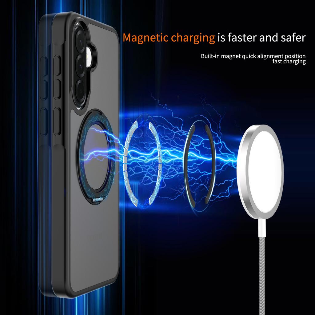 Applicable To Samsung A37 Ring Holder Rotating Mobile Phone Case a57A27 Matte Magnetic Suction A17 Ring Holder Protective Case