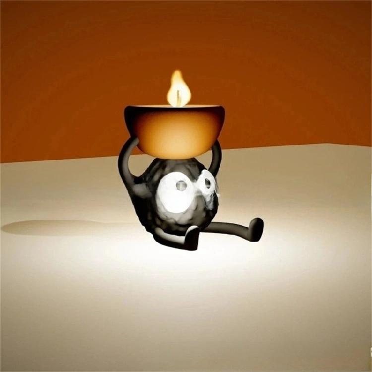 Modern 3D Printing Tabletop Decors Funny Cartoon Soot Sprites Statue Tealight Candle Holders For Indoor Space Ornament