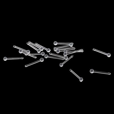 20 Pieces Hypoallergenic Acrylic Transparent Stud Pin Bar Tongue Clear Straight Body