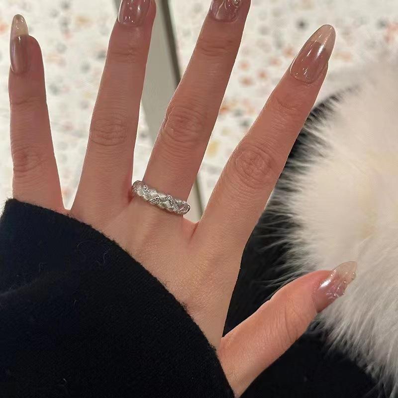 New Light Green Butterfly Sparkly Open Adjustable Ring All-match Ring Ring for Women Jewelry Resin Ring