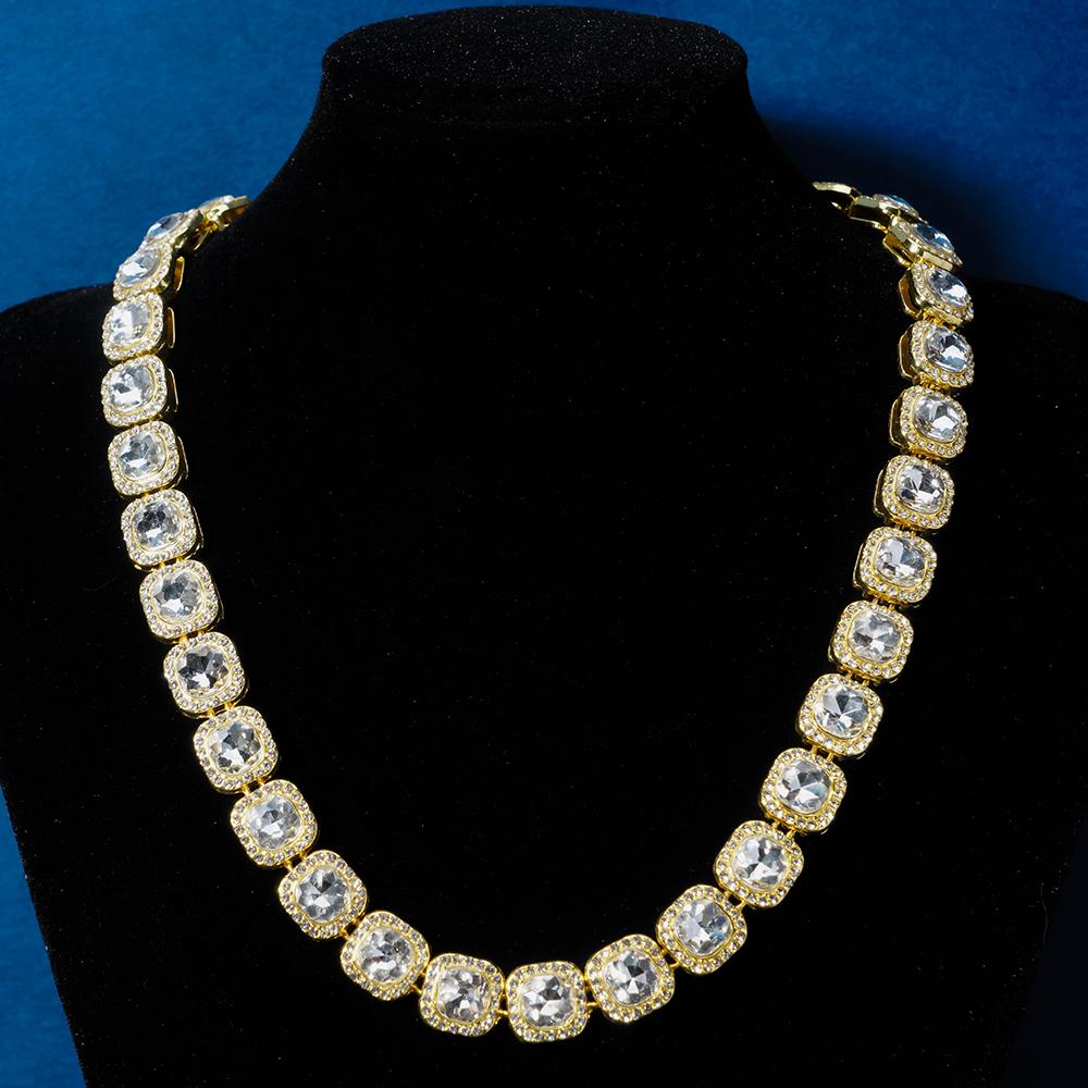 2024 NEW Men Women Hip Hop Tennis Chain Necklace 13mm Square CZ Stone Iced Out Bling Cuban Chains Necklace Fashion Charm Jewelry
