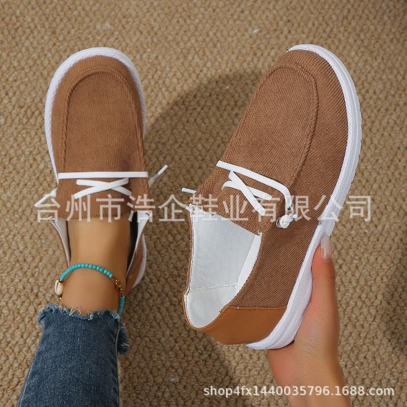 

Весенние новые парусиновые туфли большого размера женские удобные на плоской подошве на шнуровке женские повседневные туфли 43 темно-коричневого