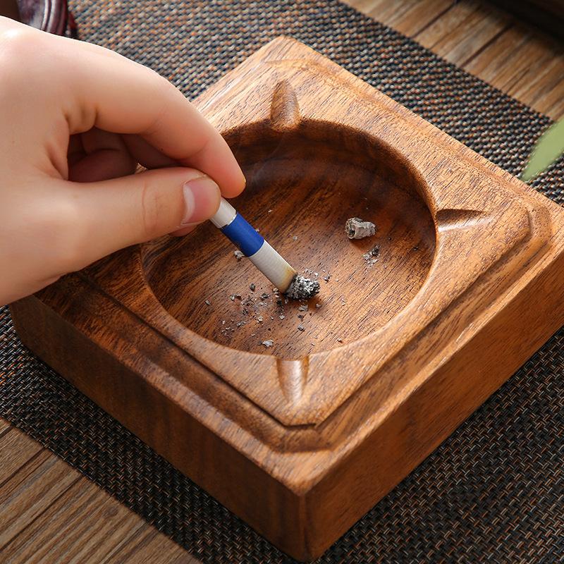 Solid Wood Ashtray, Home Living Room, Creative Personality, Wooden Hotel, New Chinese Style Wooden Ashtray