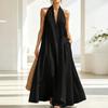 Europäisches und amerikanisches neues Sommer-Freizeitkleid für Damen, einfarbig, V-Ausschnitt, TikTok-Neuheiten