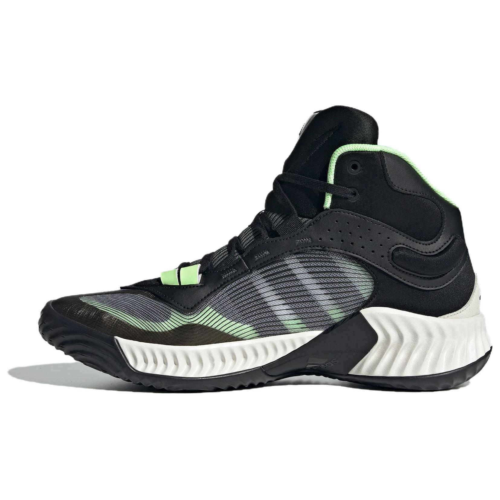 

Adidas Pro Ventilate Mid Comfortable Trendy Shock Absorption Non-Slip Basketball Shoes Unisex Sneakers Black White Green JH8079 46