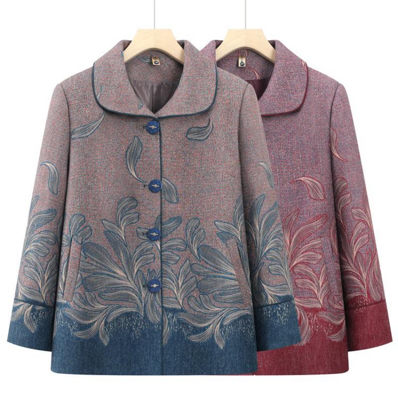 Jarní a podzimní kabát s dlouhým rukávem pro ženy středního věku a starší (Věk 60-70)