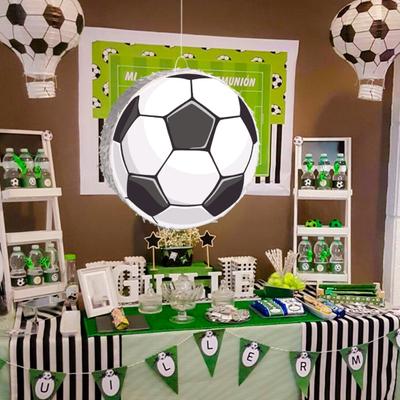 Piñata Piłkarska na Sznurek Piñata Piłka Nożna z Kijem Opaska na Oczy Konfetti Temat Sportowy Urodzinowe Upominki dla Dzieci Dorosłych