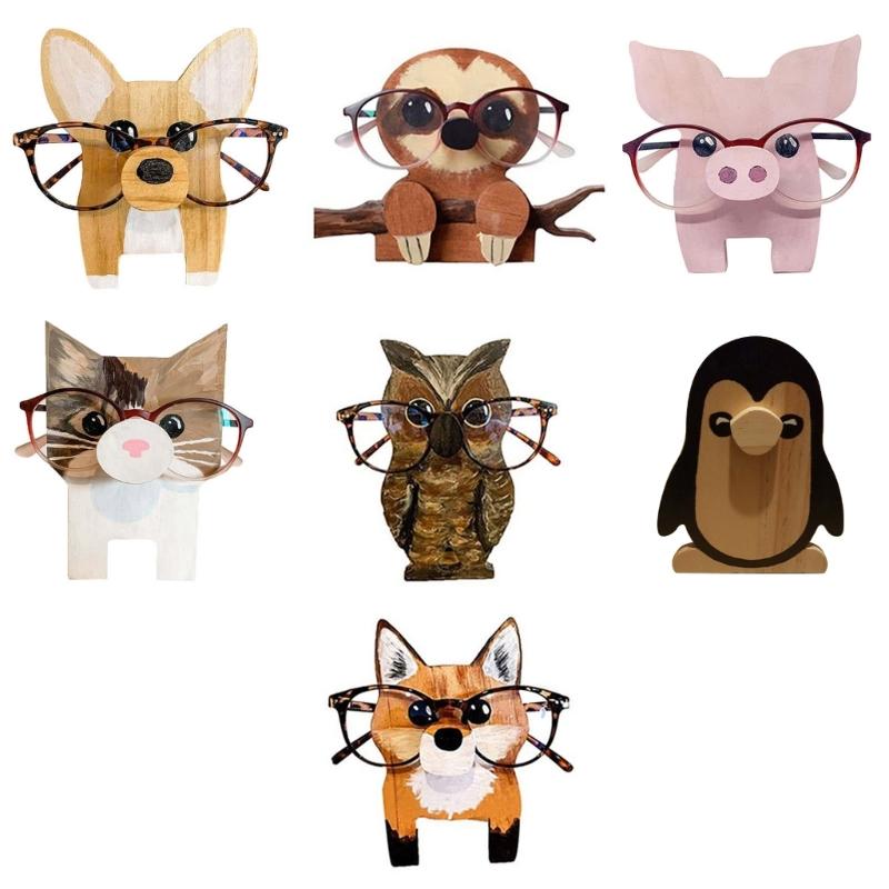 Handmade Wooden Carved Animal Eyeglass Holder Sunglasses Display Stand Home Office Desk Decor Christmas New Year Gift