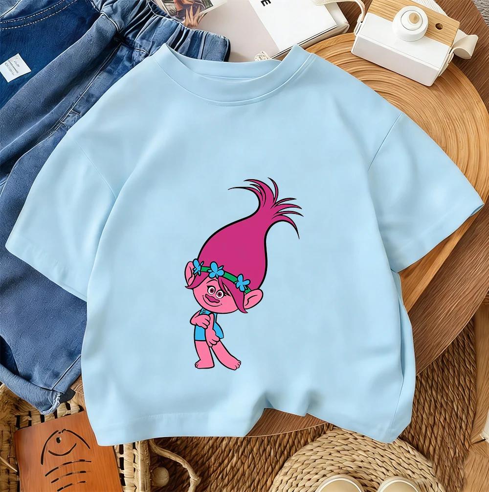 Fashion Children T Shirt Trolls Cute Kawaii Design Boys Girls Summer Street Style Crew Neck