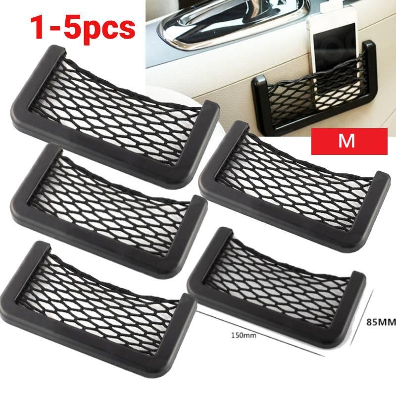 1-5Pcs Universal Car Organizer Mesh Storage Bag Net Pocket Mobile Phone Holder Net Pocket Multi-function Car Storage Accessories 1pc