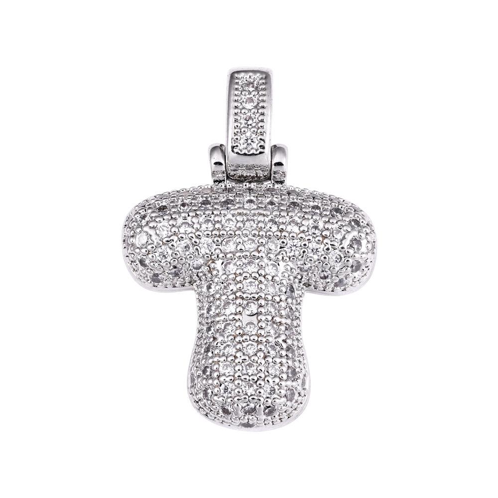 Cross Hip Hop Copper Zircon 26-Letter Pendant Necklace