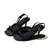 ankle strap silver satin bow high heel cool slippers stiletto open-toed women's sandals