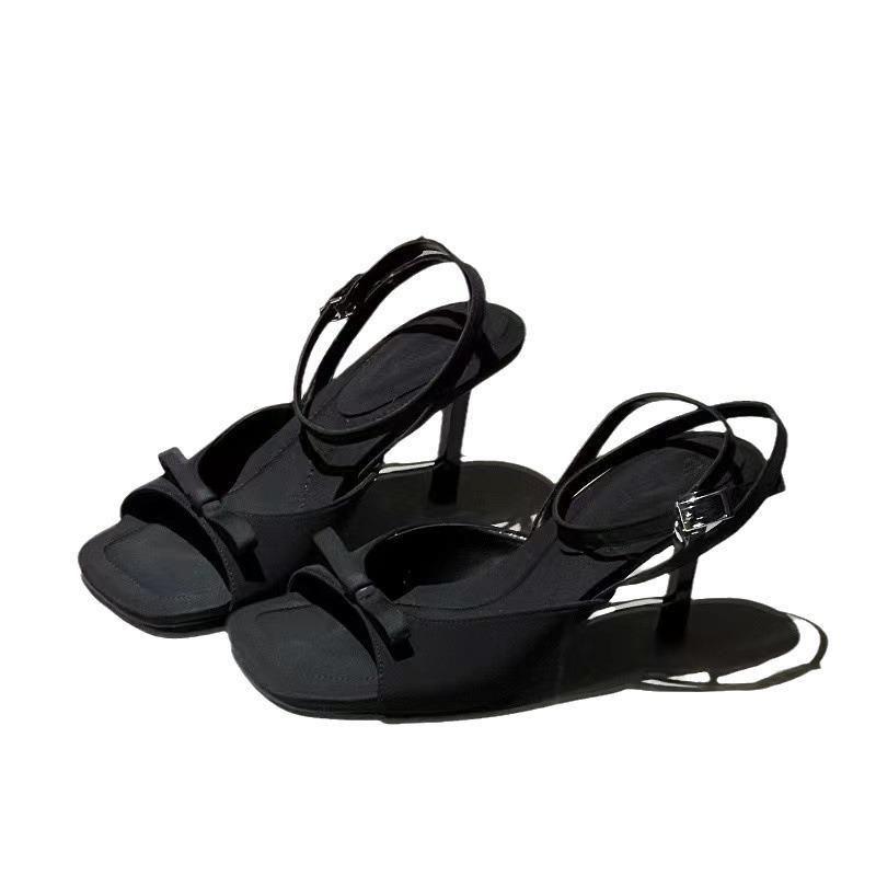 ankle strap silver satin bow high heel cool slippers stiletto open-toed women's sandals