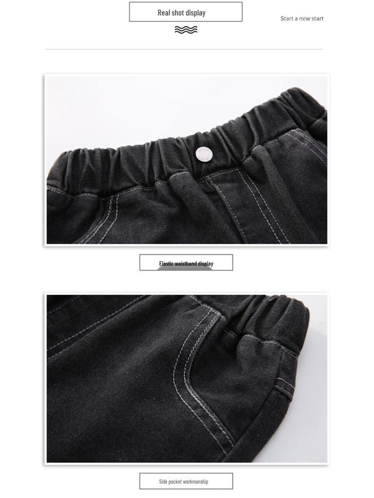 2025 Korean Style Girls' Autumn Wide Leg Jeans - Casual Loose Fit