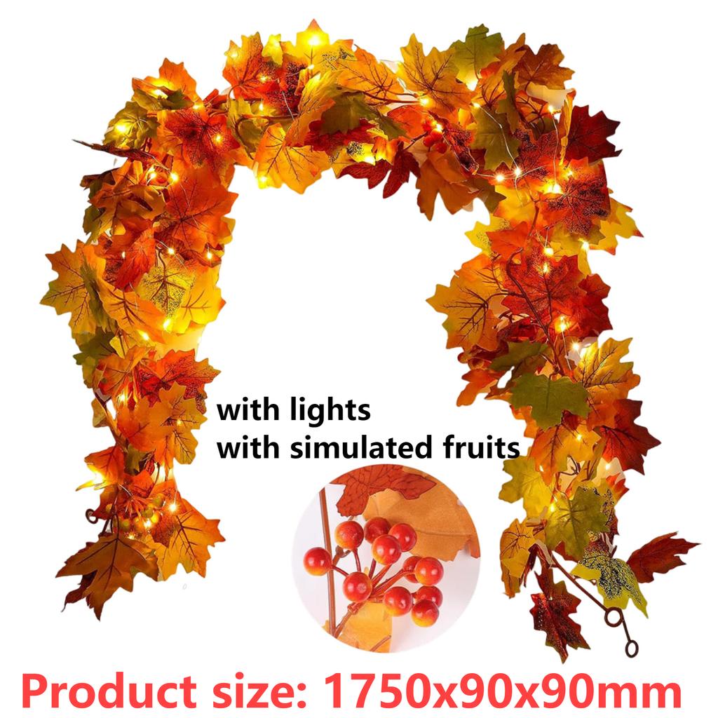 Fall Maple Leaf Garland Multi-Purpose Artificial Autumn Foliage Garland Thanksgiving Door Wreath for Fireplace Party Christmas