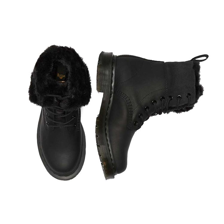 Dr. Martens 1460 Wintergrip Skórzane Outdoorowe Codzienne Buty Damskie Czarne 24015001