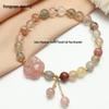 Colorful Crystal Tassel Cat Paw Bracelet for Women - Korean Style Beaded Jewelry, New Year Gift with Strawberry Tassels