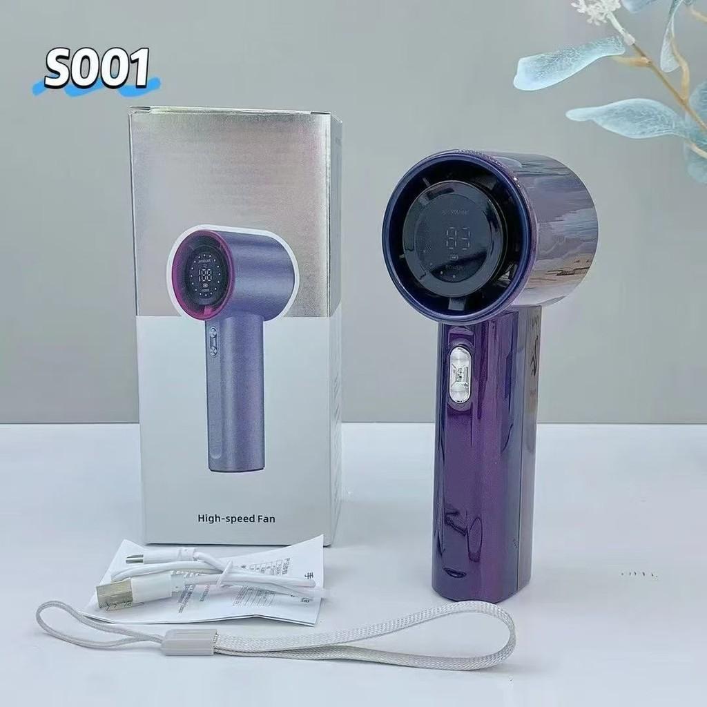 Handheld Mini Turbine Fan With Usb Rechargeable Led Display For Travel And Office Use