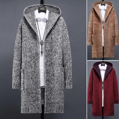 Men's Thick Winter Hooded Knit Cardigan Coat