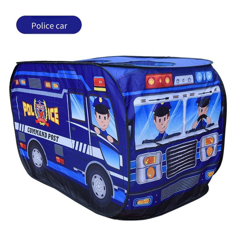 Kids Police Car Play Tent with Ball Pit Foldable Durable Polyester Steel Frame for Boys Girls Toy Gift Children Adventure Fun