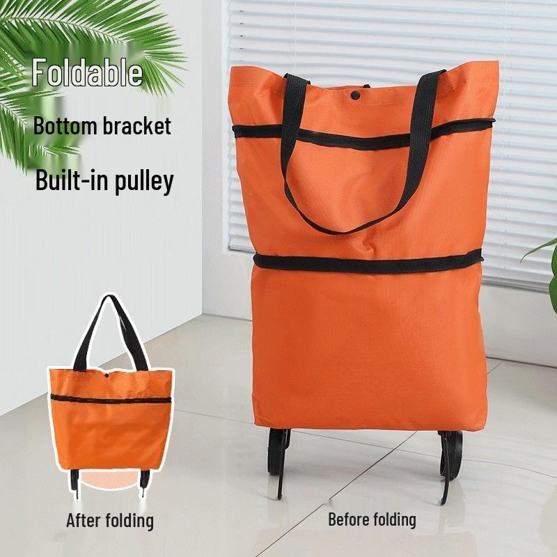 Foldable Portable Shopping Trolley Bag with Wheels - Large Capacity for Home, Grocery, and Express Delivery
