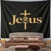 Jesus Gold Cross Tapestry Wall Hanging Religious Faith Decor for Bedroom Living Room Prayer Room Blessed Gift